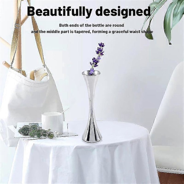 Mini Blomstervase, vase i rustfritt stål for bryllup/kunstmøbler til stue, liten knoppvase dekor