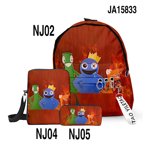 3 kpl Rainbow Friends -koululaukku, olkalaukku, lasten reppu style 3