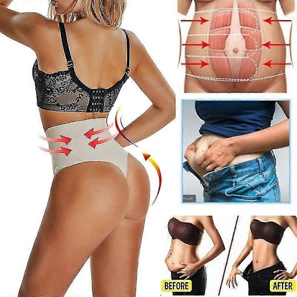 Born Pretty Slankende Trusser til Kvinder, Formende Undertøj med Høj Talje, G-streng, Mavekontrol, Taljetræner, Butt Lifter Trusser, Hofteformende Trusser Black Bra S
