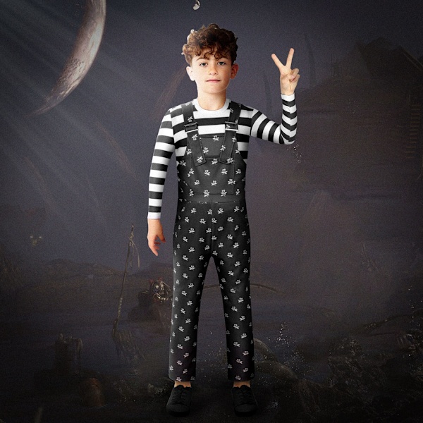 Halloween yhdistetty kaksiosainen esiintymisasu Wednesday Addams -perheen lasten asut 100cm