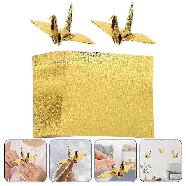 100 ark kvadratiskt origamipapper för vikning, DIY-papper, gyllene origamipapper
