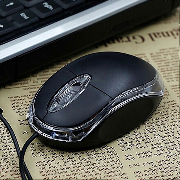 1 stk Optisk USB Kablet Mus Profesjonell Kontor Datamus for PC Stasjonær Bærbar (Svart)
