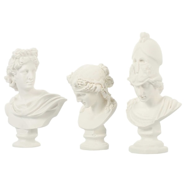 3 stk. Figur Statue Ornamenter Berømte Skulptur Gipsbuste Statuer Fotorekvisitter
