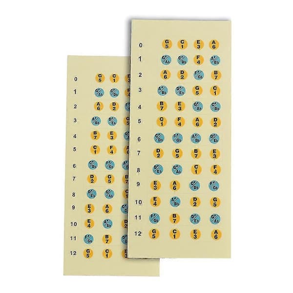 Ukulele-dekaler för greppbräda, noter, klistermärke för ukulele-nybörjare, 2-pack