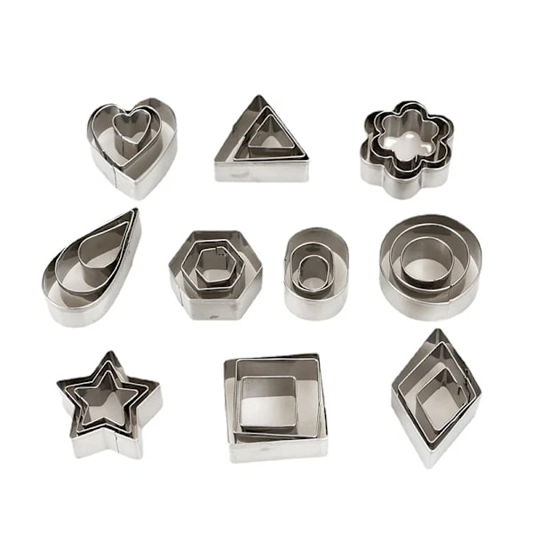 30 stk/eske Sukkerkjeksstempel i rustfritt stål, preger, kakeform, DIY, fondant, kakepynt, bakeutstyr