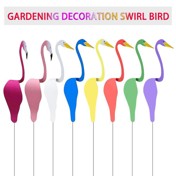 Swirl Bird Rosa Flamingo Dynamisk Fågel Svag trädgårdsbris Fågel Vindkonstdekorationer för uteplats Yard Utomhusdamm Poolfontän Green