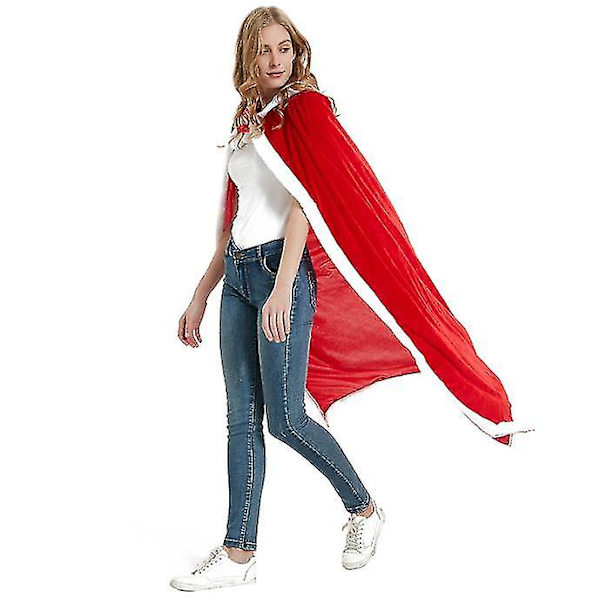 Jouluviitta Punainen Hupullinen Viitta Juhlapuku Aikuisille 100cm