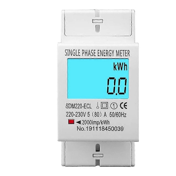 80A DIN-skena Enfas 2-tråds LCD Digital Display Strömförbrukning Energi Elmätare kWh AC