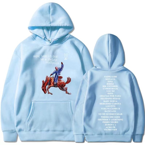 Nytt Bad Bunny nytt album Nadie Sabe Lo Que Va a Pasar Manana sweatshirt perifer hoodie sky blue S