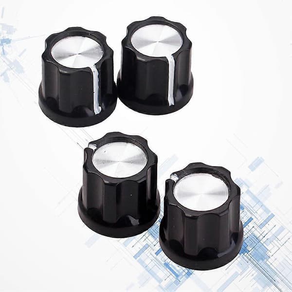 4 st Svarta Silver Gitarr Basförstärkare Rattar D-typ Axel Potentiometer Ratta (Svart)