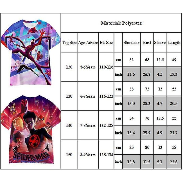 Barnpojkar Marvel Super Hero Spider-Man: Spider-Man kortärmad T-shirt Sommar Spider-Man-kläder Casual T-shirt Topp style 1 5-6Years