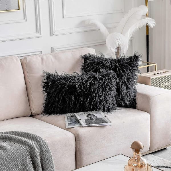 Julepudebetræk Faux Fur Fluffy Accent Pyntepudebetræk til Sofa 4 stk
