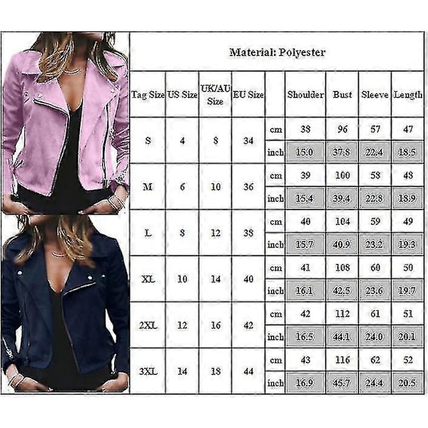 Dame Lynlås Bikerjakke Cropped Langærmet Revers Frakke Casual Slim Fit Kort Overtøj Wine Red M