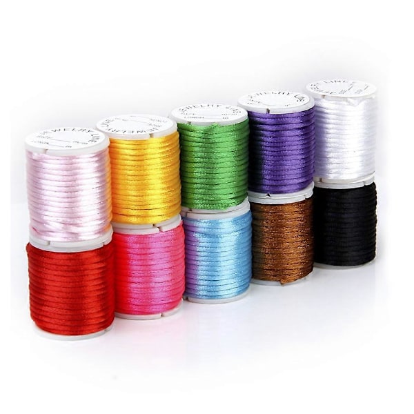 10 stk. 2 mm Nylon Håndstrikke Snor Perlesnor (Tilfældig Farve)