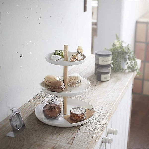 3-vånings Kakfat Serveringsbricka Fruktfat Elegant Bröllop Muffinsställ Trä Metall Ostbricka