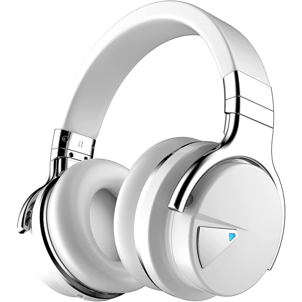 Active Noise Cancelling Hovedtelefoner Bluetooth Hovedtelefoner Med Mikrofon Dyb Bas Trådløse Hovedtelefoner Over Øret, Komfortable Protein Ørepuder, Spilletid White