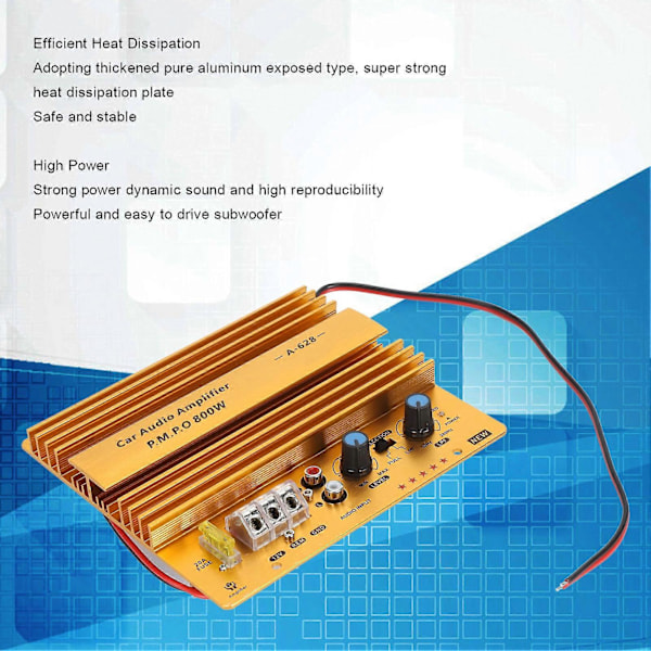 Bilförstärkarkort 800W Hög Effekt Aluminiumlegering Kraftfull Bas Subwooferkort för Bilhögtalare 12V