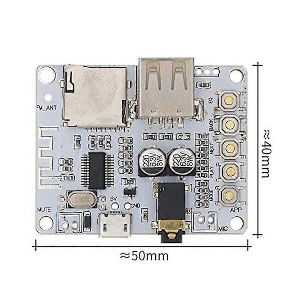 2 stk Bluetooth Audio Mottakerkort Med Usb Tf Kortspor Dekoding Forforsterker Utgang A7-004 5v Wi