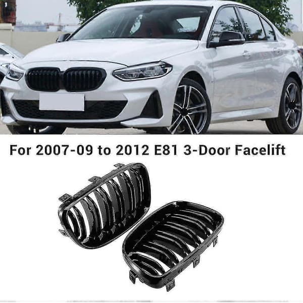 Blank Sort Dobbelt Lamel Front Nyre Grill Udskiftning Til E81 E87 E82 E88 120i 128i 130i 13