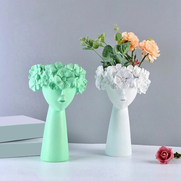 Nordisk Heminredning Harts Vas Staty Skulptur Sminkborsthållare Förvaringslåda Kreativ Blomma P