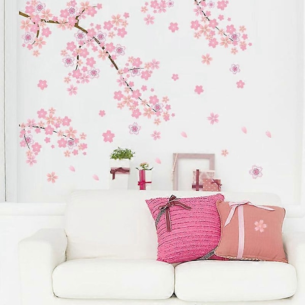 Blommeblomst DIY Sofa TV Baggrund Vægklistermærke Soveværelse Stue Hjemmeindretning