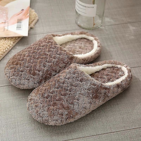 Liukuvärjätyt talviset sisätossut naisille, pehmoiset, lämpimät puuvillatossut, liukumattomat lattiatossut, karvaiset kotitossut miehille, makuuhuoneeseen D-coffee 40-41