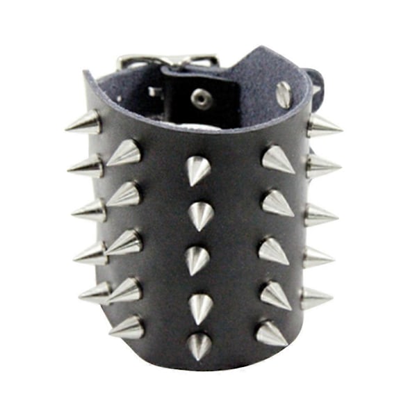Style Punk Mässingsnitad Läderarmbandsrem Smycken för Dekorationsbruk (Svart)
