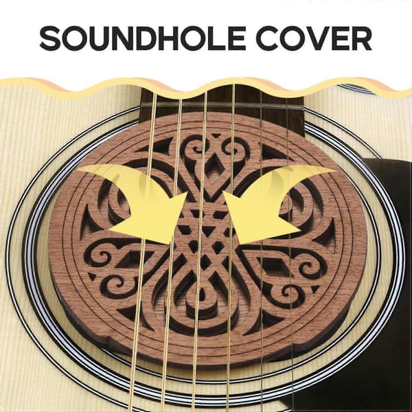 Gitar Tre Lydhull Deksel Blokkering Feedback Buffer Mahogni Tre For Eq Akustisk Folk G
