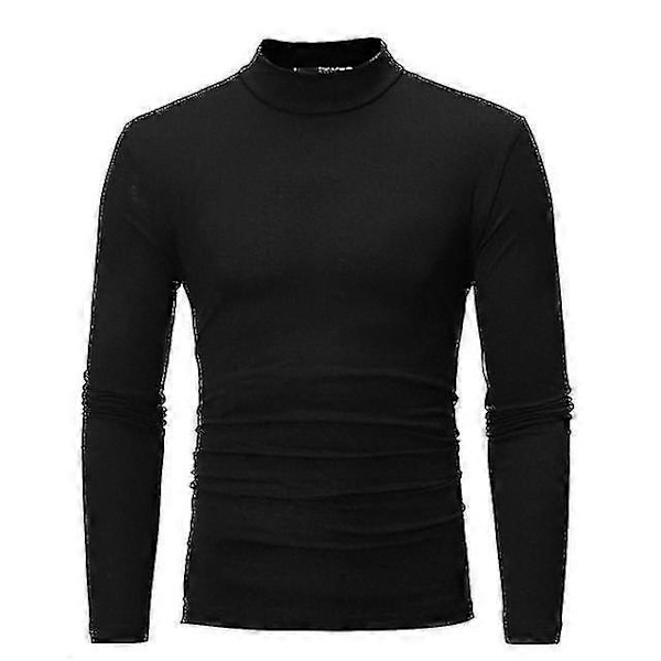 Vinter Varm Halvhög Krage Mode Termiskt Underställ Herr Mock Neck Basic T-shirt Blus Pullover Långärmad Topp s202412121441 Black XL