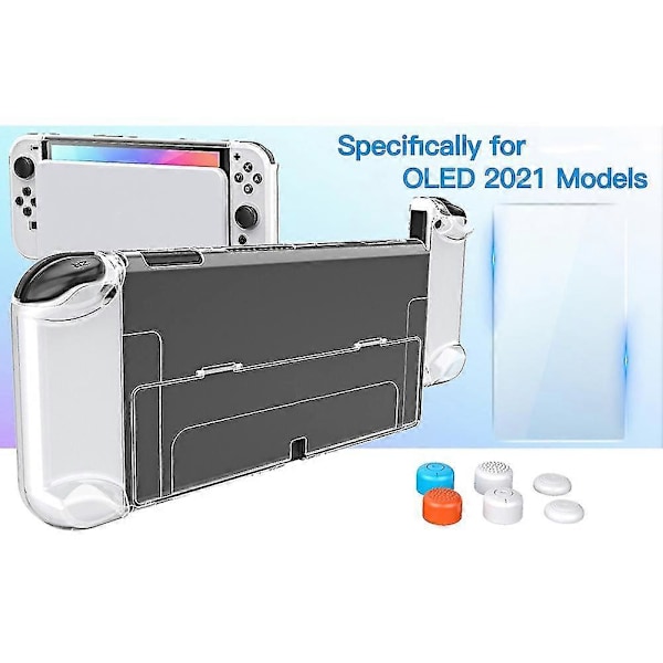 Docking-kompatibelt etui til Switch OLED-model, klart PC-beskyttelsesetui med tommelfingergreb til Switch OLED