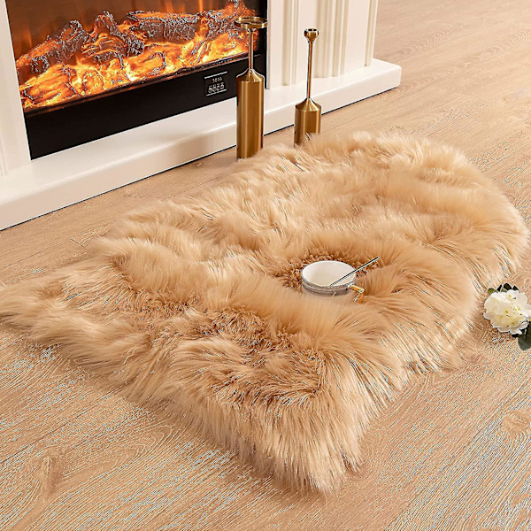 Tflycqluxury Mjukt Fuskfårskinnsöverdrag för Stol Sittdyna Plysch Pälsområdesmattor För Sovrum, 2ft X 3ft, Vit