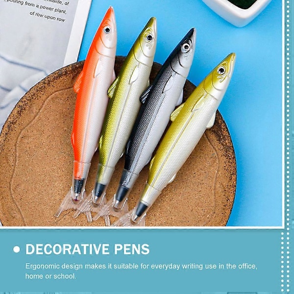 4 st Dekorativa Pennor Reklampennor Prispenna Saltform Penna Fiskkulspetspenna Plastpennor