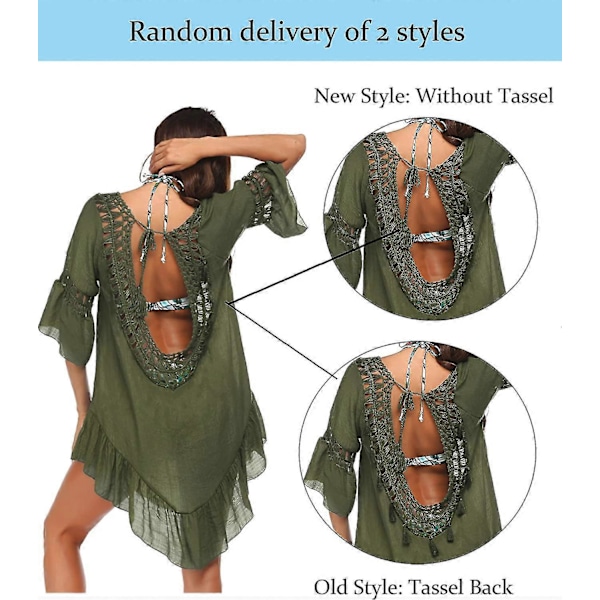 Badedragt Cover Up Dame Badedragt Kjole Plus Size Sexet Bikini Strand Tunika Top Sommer A c army Green S