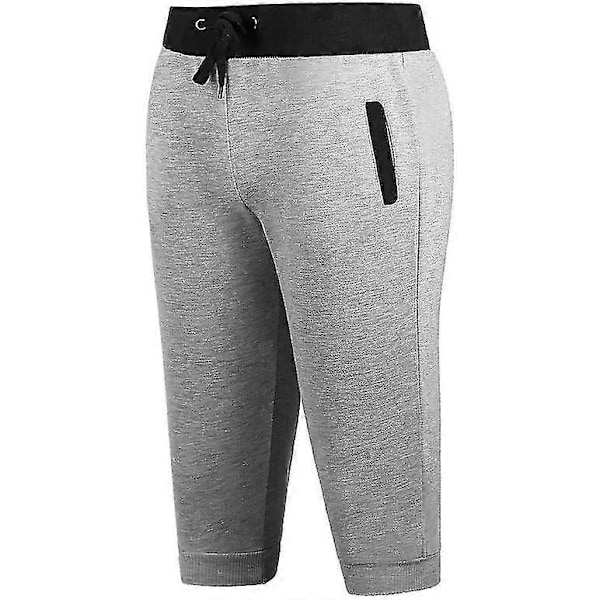 Herre 3/4 Trænings Joggers Gym Løbe Sweat Shorts Capri Sommer Komfortabel Pasform Letvægts Under Knæ Sweatpants Gray X-Large
