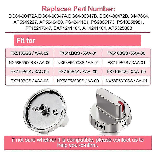 Dg64-00472a Spisknoppar Kompatibla Med Gasspis Ugn, Ersätter Dg64-00347a,ap5949480,ps1005