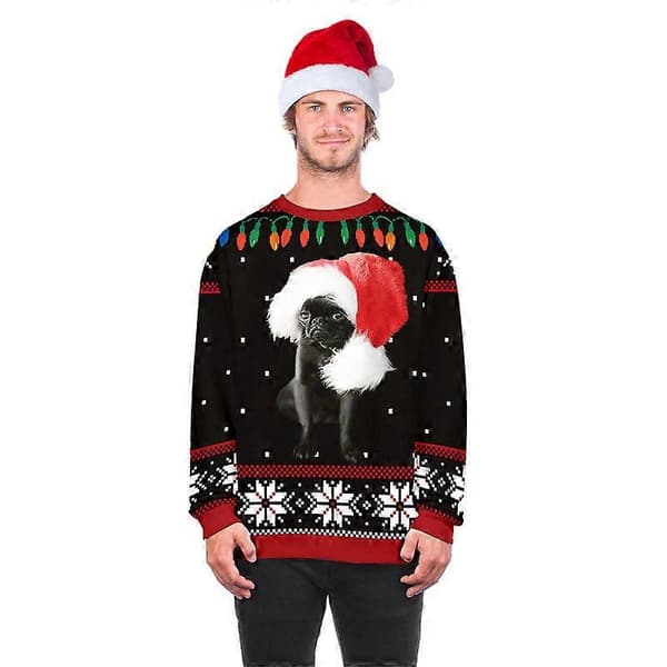 Unisex dyreprint crew neck grim jule Xmas pullover sweatshirt L