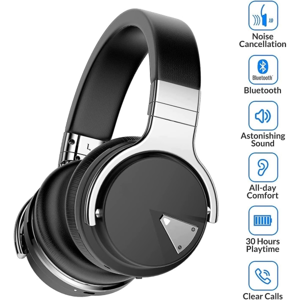 Aktiiviset vastamelukuulokkeet Bluetooth-kuulokkeet mikrofonilla Black