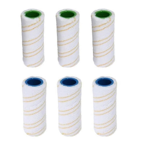 6 stk. for Fc3 Fc3d Fc5 Fc7 Trådløs Gulvrenser Mikrofiber Rullebørste Tilbehør Erstatning Ro