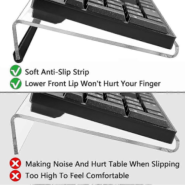 Akryl Tastaturholder, Akryl Helt Tiltet Datamaskin Tastaturholder Klar Tastatur Stativ For Ergonomi