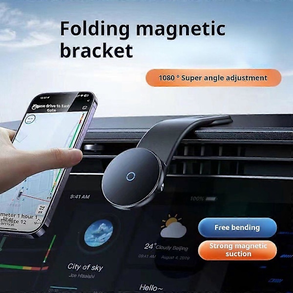 Magnetisk Billaddare för Magsafe 15W Snabb Trådlös Laddningsställ med Minneslegering Flexibilitet Stabil Hållare Kompatibel med Iphone 15/14/13/12 Pro