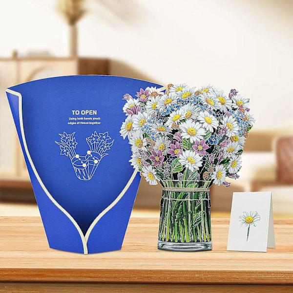 Daisy Pop Up Kort, 3D Pop-up Papir Fødselsdagsgave Lykønskningskort Med Notekort Og Kuvert, 30 cm Livsstørrelse Papir Evighedsblomster Gavekort Til Ha sunflower