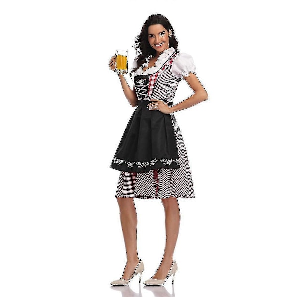 Naisten Oktoberfest Oluttyttö Puku Baijerilainen Perinteinen Dirndl Mekko Cosplay Naamiaisasu Black M