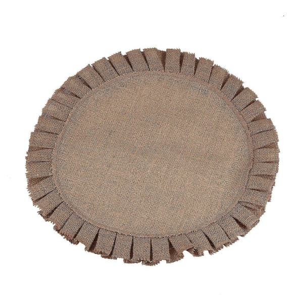 Rustika Bondgårdsstil Jute Rund Bordstabletter Set Om 8, Storlek 38 cm Diameter