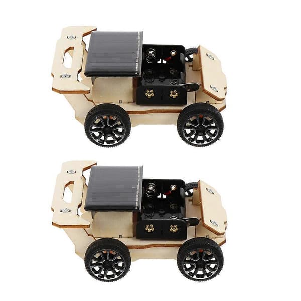 2 Set Solardrivna Billeksaker för Montering Barn DIY Solardrivna Elektriska Billeksaker Trä Solardrivna Billeksaker