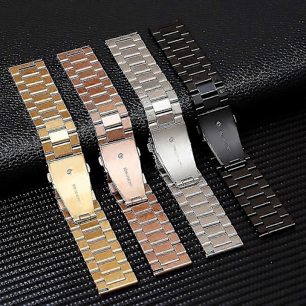 Passar för klockarmband i rostfritt stål Armband Dam Herr Solid Metall Klockarmband 16mm 18mm 20mm 22mm 24mm Armband Klockarmband Silver 16mm