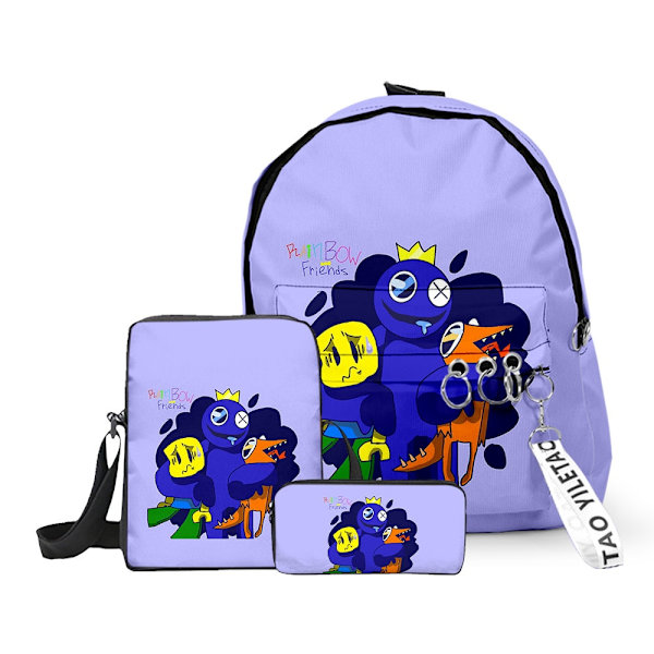 3 kpl Rainbow Friends -koululaukku, olkalaukku, lasten reppu style 1