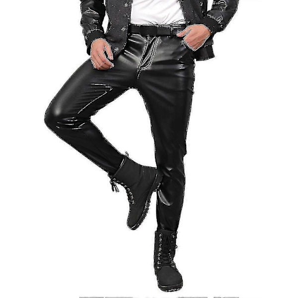 Youthup Herre Stretch Tight Faux Skinnbukser Black EU 36