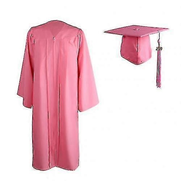 2022 Voksen Lynlås Lukning Universitet Akademisk Dimissionskåbe Robe Mortarboard Hat Pink M