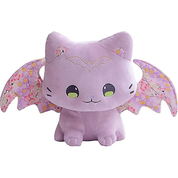 Sød killing plyslegetøj skør kat med flagermusevinger søde kawaii katte børn plyslegetøj Purple cat