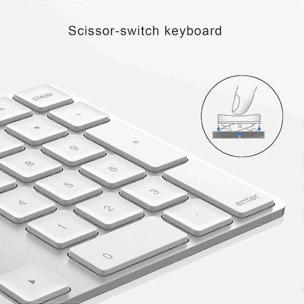 Bluetooth 3.0 Trådløst Numerisk Tastatur 34 Taster Digitalt Tastatur For Regnskap Kasserer Windows Ios Os
